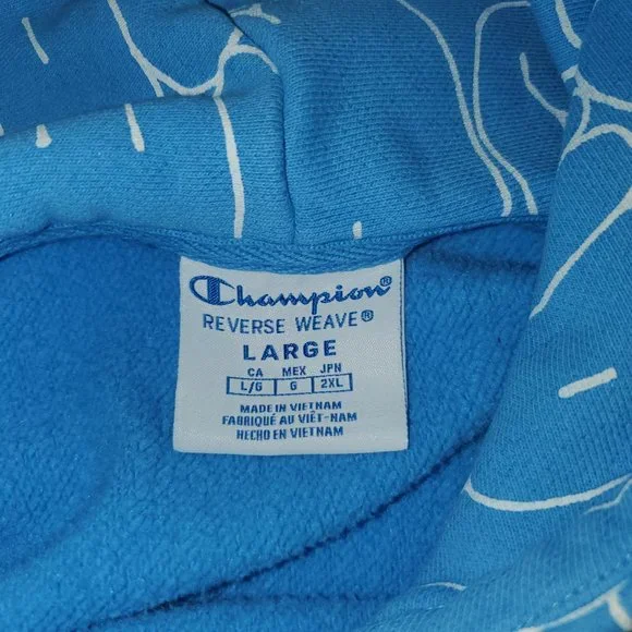 Champion Reverse Weave Bubble Script Letters Hoodie Women's Size Large - Picture 2 of 4